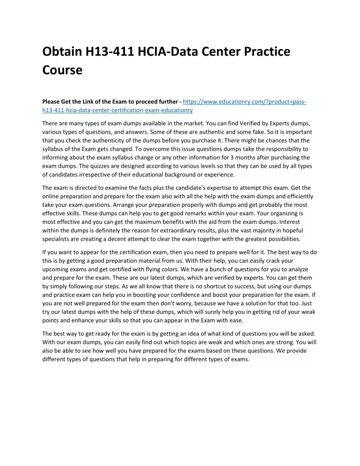 obtain h13 411 hcia data center practice course