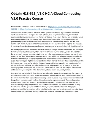 obtain h13 511 v5 0 hcia cloud computing