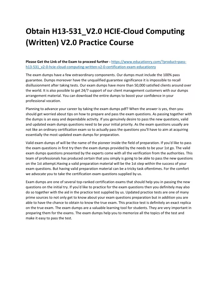 obtain h13 531 v2 0 hcie cloud computing written