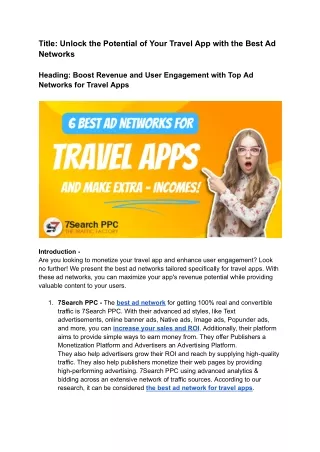 Title_ Unlock the Potential of Your Travel App with the Best Ad Networks