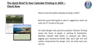 The Quick Brief To Your Calendar Printing in 2023 – Check Now