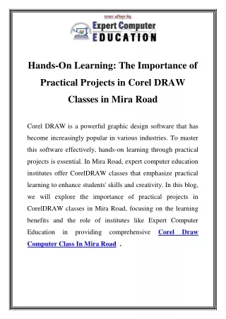 Corel Draw Computer Class In Mira Road Call-9619990689