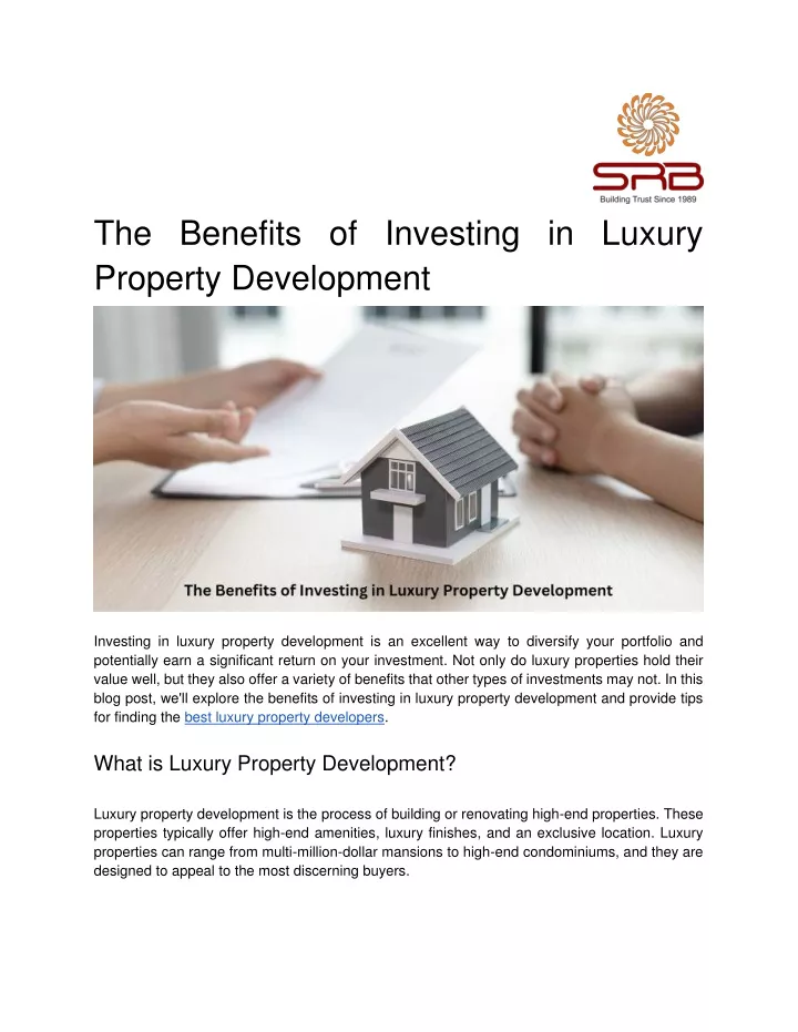 the benefits of investing in luxury property