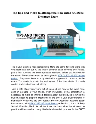 Top tips and tricks to attempt the NTA CUET UG 2023 Entrance Exam