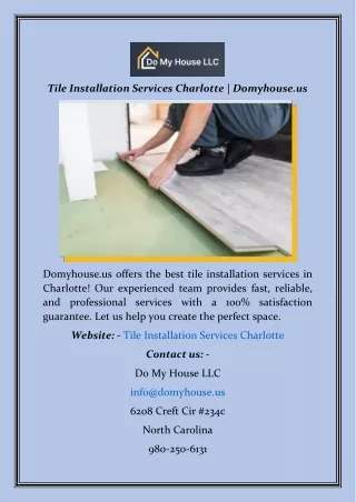 Tile Installation Services Charlotte  Domyhouse.us