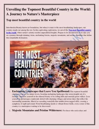 Unveiling the Topmost Beautiful Country in the World A Journey to Nature's Masterpiece