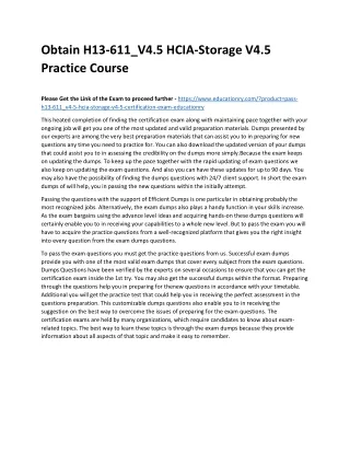 obtain h13 611 v4 5 hcia storage v4 5 practice