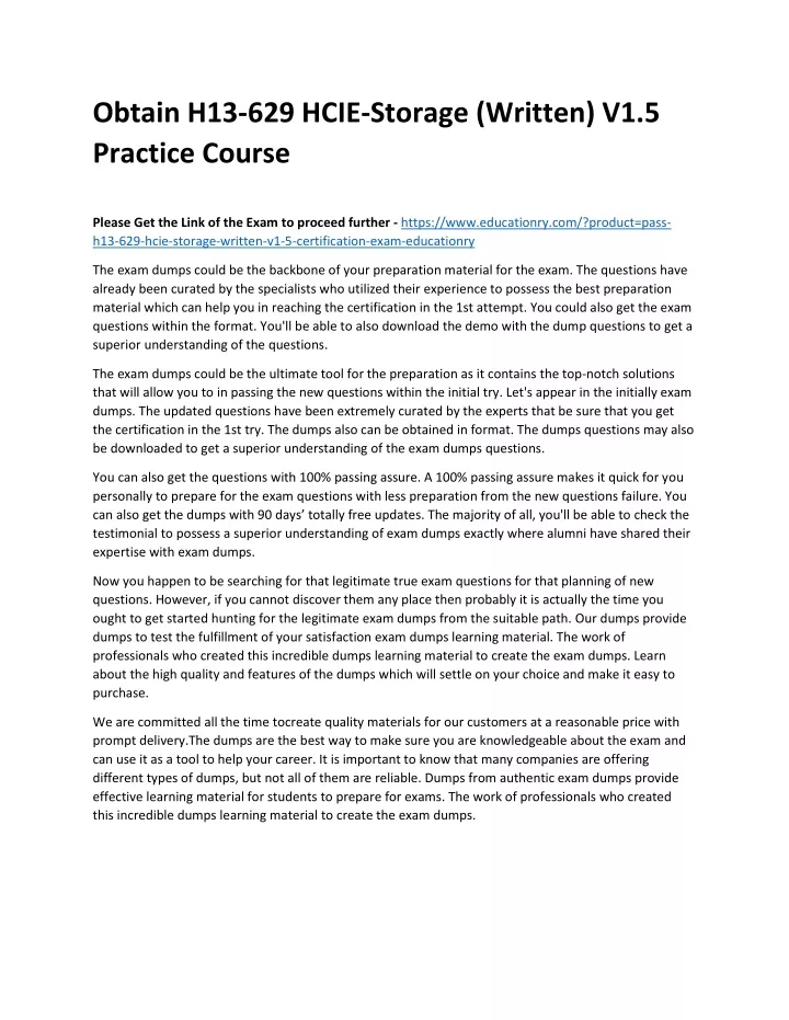 obtain h13 629 hcie storage written v1 5 practice