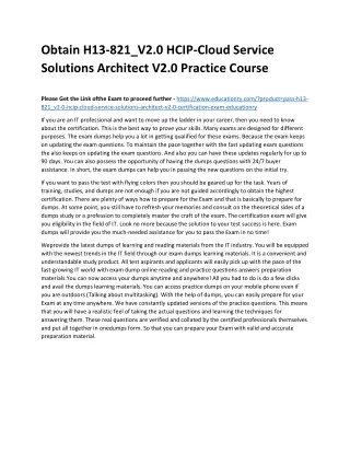 obtain h13 821 v2 0 hcip cloud service solutions