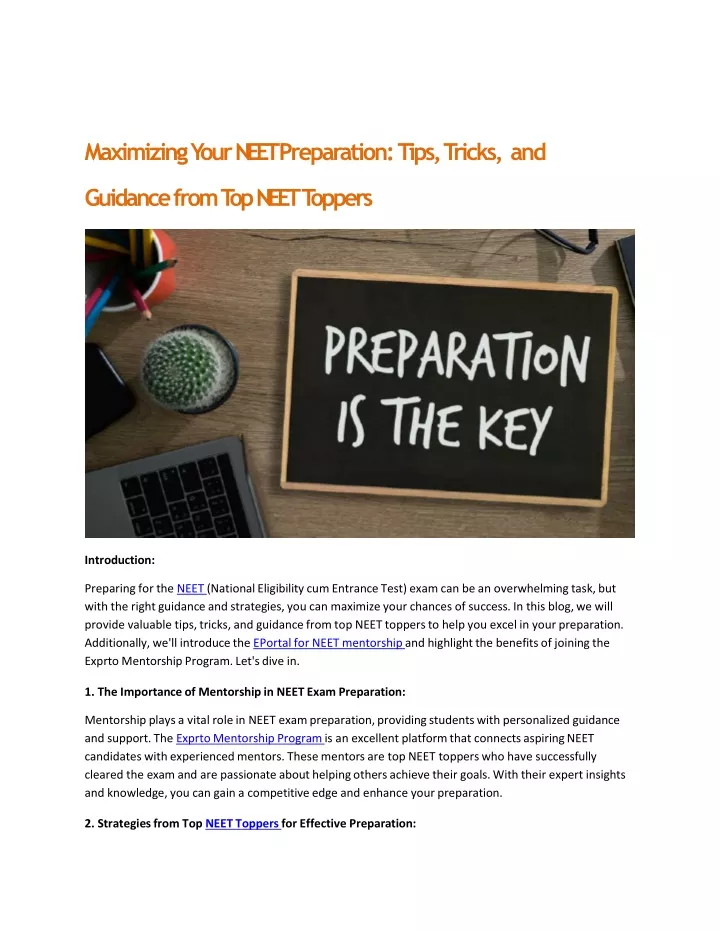 Ppt Maximizing Your Neet Preparation Tipsandtricks Guidance From Top