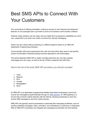 best sms apis to connect with your customers
