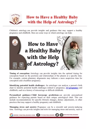 How to Have a Healthy Baby with the Help of Astrology