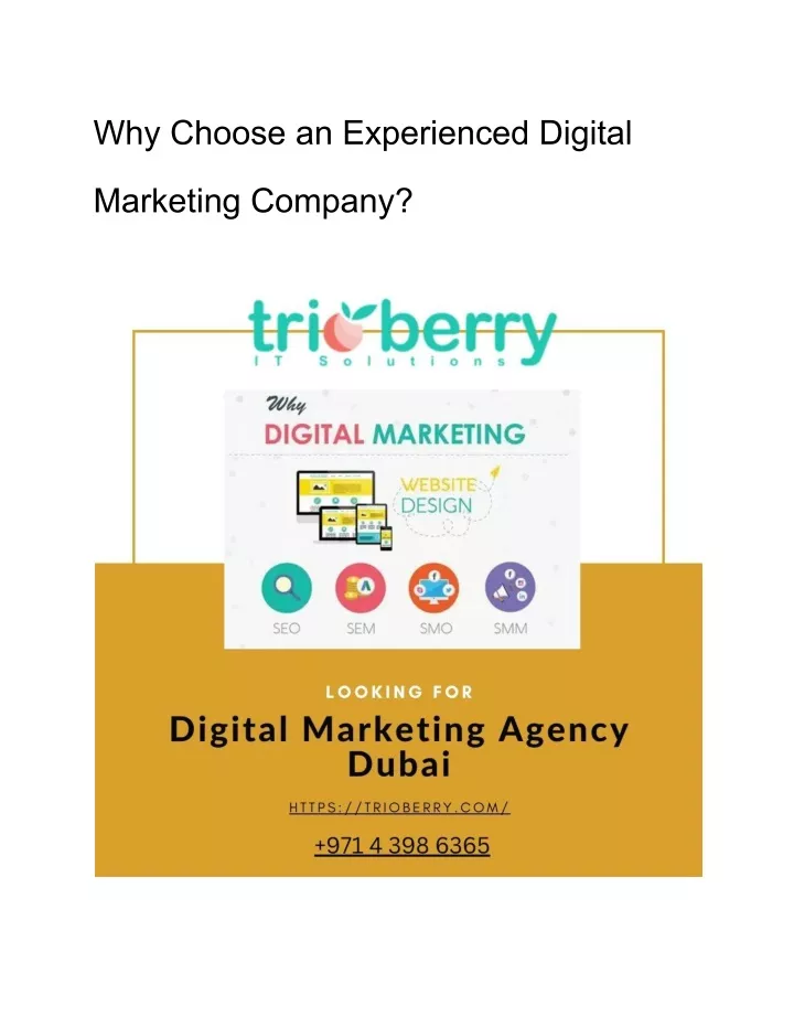why choose an experienced digital