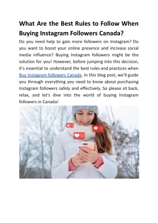 What Are the Best Rules to Follow When Buying Instagram Followers Canada