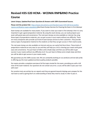revised h35 520 hcna wcdma rnp rno practice course