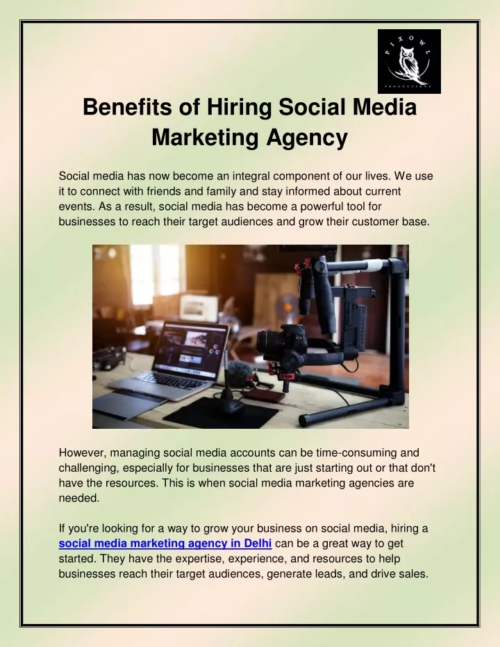 benefits of hiring social media marketing agency