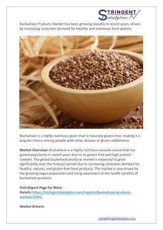 buckwheat products market has been growing
