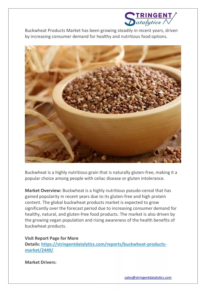 buckwheat products market has been growing