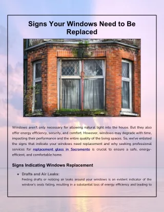 Signs That Your Windows Should Be Replaced