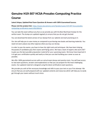 genuine h19 307 hcsa presales computing practice