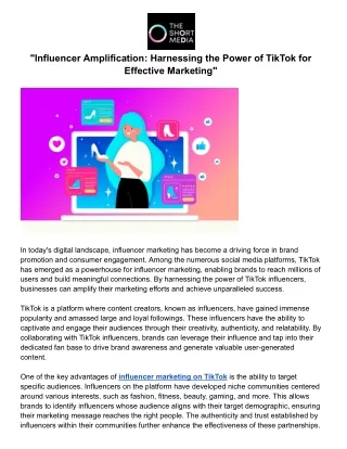 Influencer Amplification: Harnessing the Power of TikTok for Effective Marketing