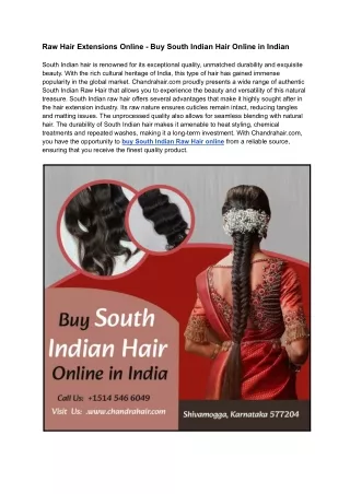 Buy South Indian Hair Online in Indian
