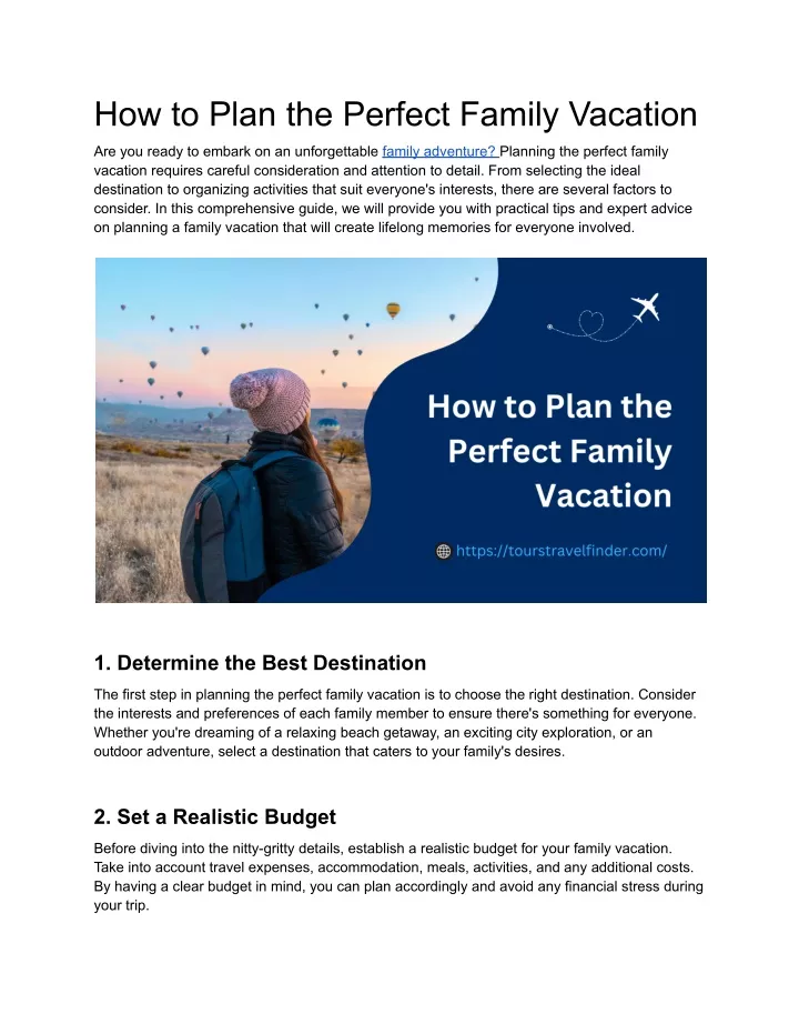 how to plan the perfect family vacation