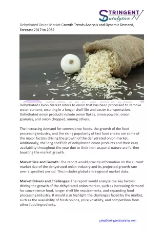 dehydrated onion market growth trends analysis