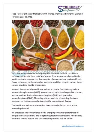food flavour enhancer market growth trends