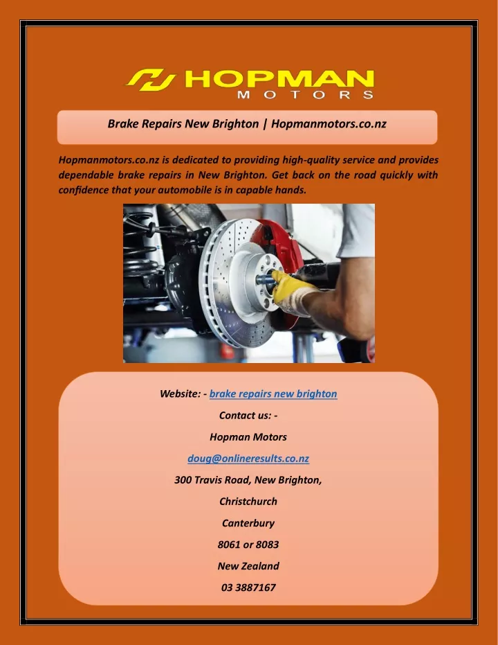brake repairs new brighton hopmanmotors co nz