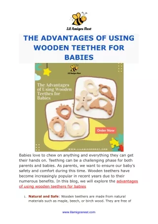 THE ADVANTAGES OF USING WOODEN TEETHER FOR BABIES