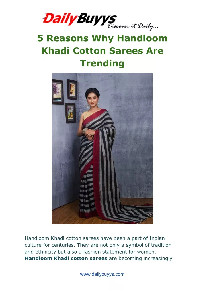 5 reasons why handloom khadi cotton sarees