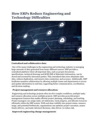how erps reduce engineering and technology