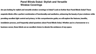Enhance Your Space with Stylish Panel Blinds in Dubai
