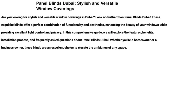 panel blinds dubai stylish and versatile window