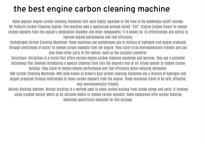 the best engine carbon cleaning machine