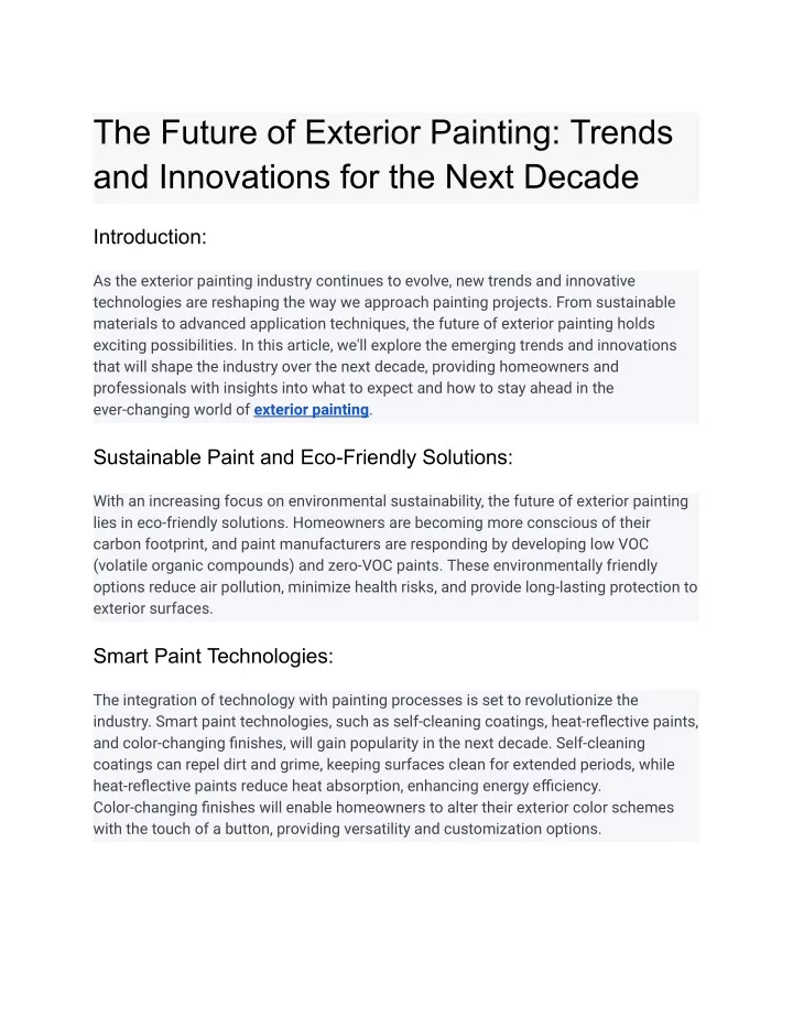 the future of exterior painting trends