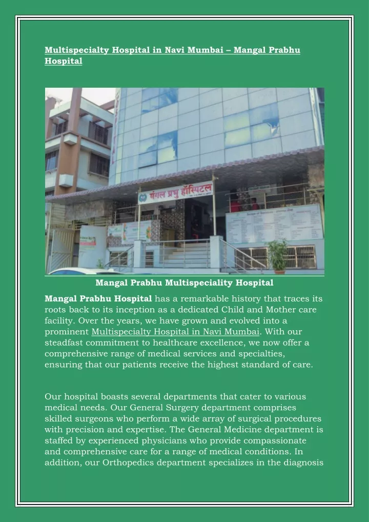 multispecialty hospital in navi mumbai mangal