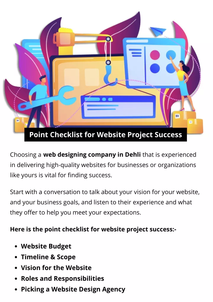 point checklist for website project success