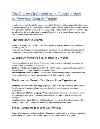 The Future Of Search With Google's New AI-Powered Search Engine