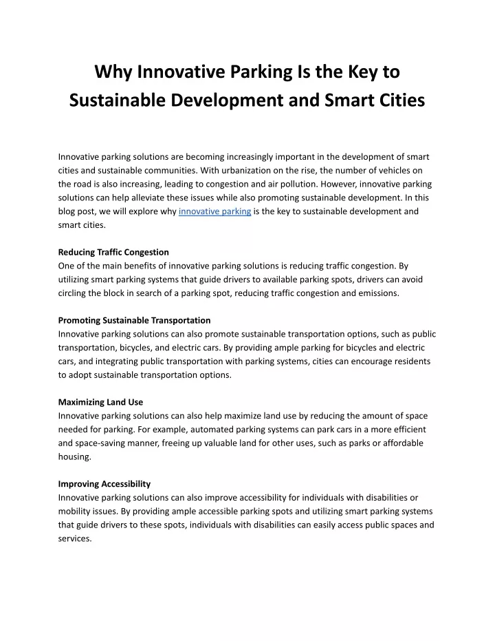 why innovative parking is the key to sustainable