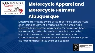 Motorcycle Apparel and Motorcycle Helmets Albuquerque