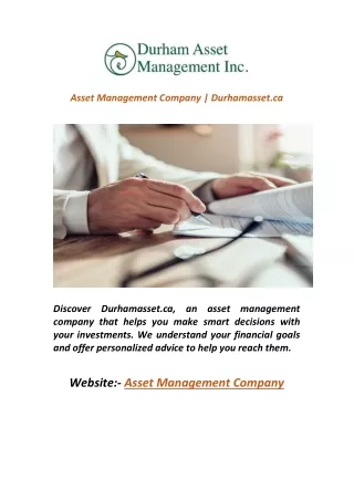 Asset Management Company | Durhamasset.ca