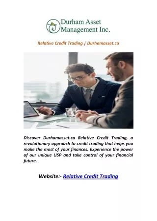 Relative Credit Trading | Durhamasset.ca