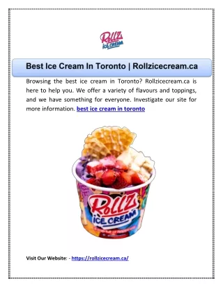 Best Ice Cream In Toronto | Rollzicecream.ca