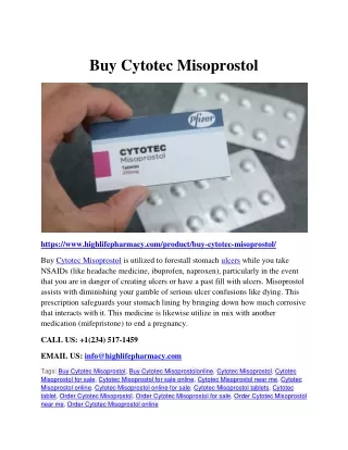 Buy Cytotec Misoprostol