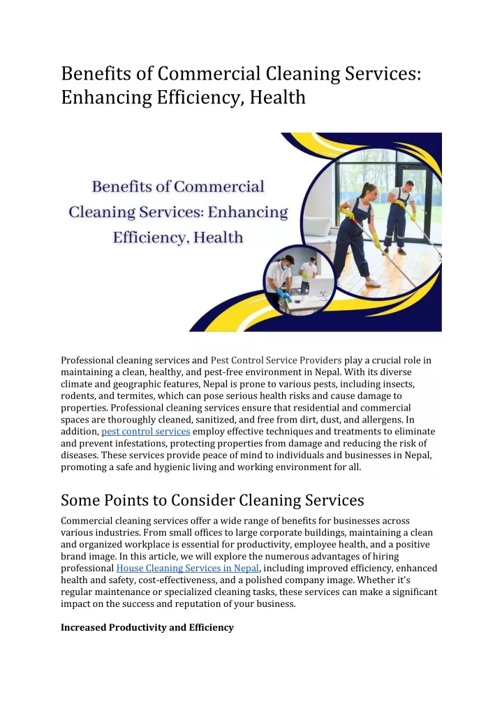benefits of commercial cleaning services