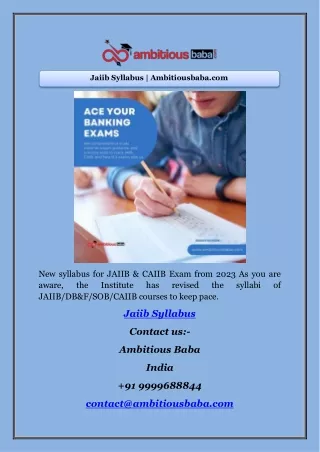Jaiib Syllabus | Ambitiousbaba.com