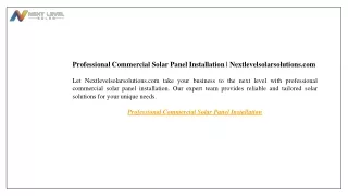 Professional Commercial Solar Panel Installation Nextlevelsolarsolutions.com