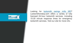 Locksmith Owings Mills Md  Locksmithonduty.com